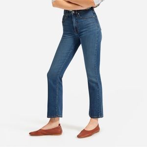 Everlane | The Authentic Stretch Slim Bootcut Jean Blue Raw Hem